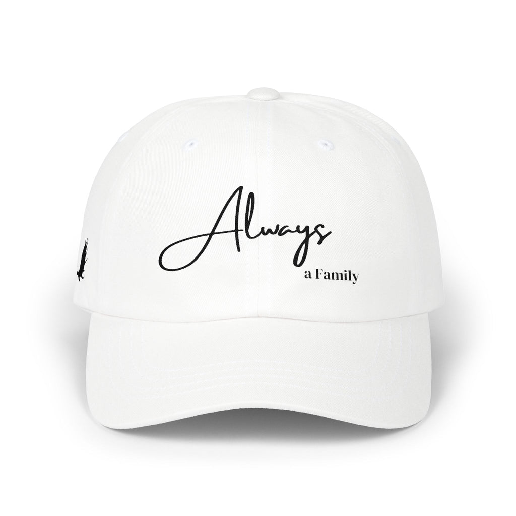 Always a Family Dad Cap – Minimal Script Embroidered Baseball Hat