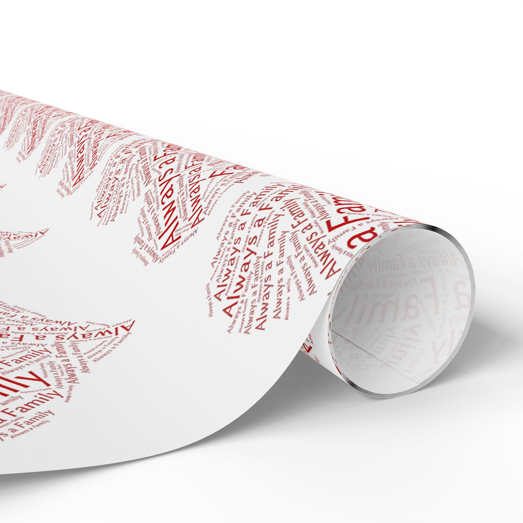 Pink Heart Word-Art Wrapping Paper Roll — Romantic Valentine Gift Wrap always a family