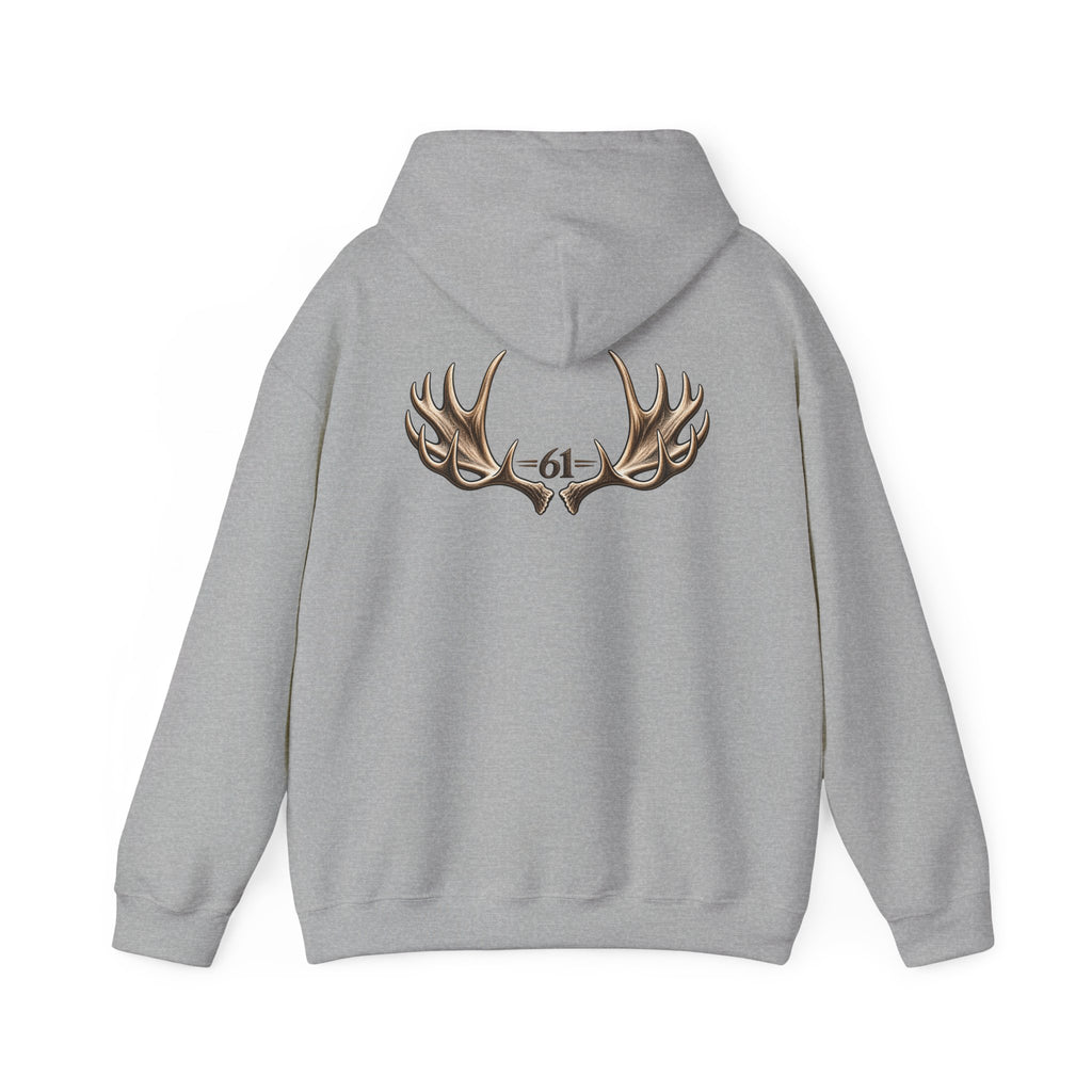 Always a Family Hoodie — Antler Graphic "61" Back Print, Cozy Family