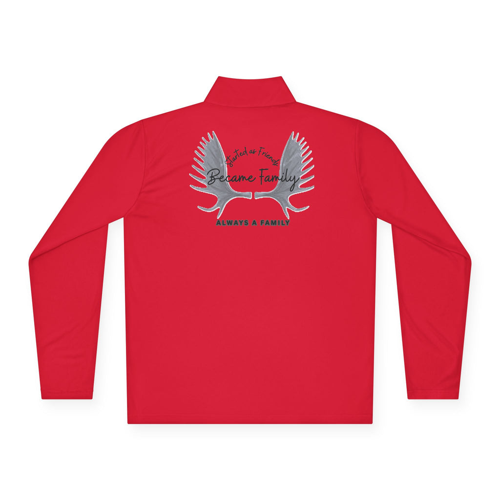 Quarter-Zip Pullover —started as friends became  Family Antlers Logo