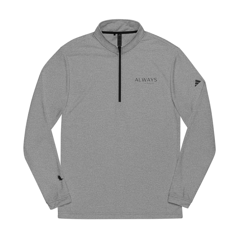 Embroidered Quarter-Zip Pullover — "ALWAYS a family Minimal Logo