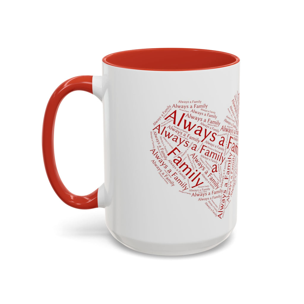 Family Heart Word-Cloud Accent red  Coffee Mug — "Always a Family"