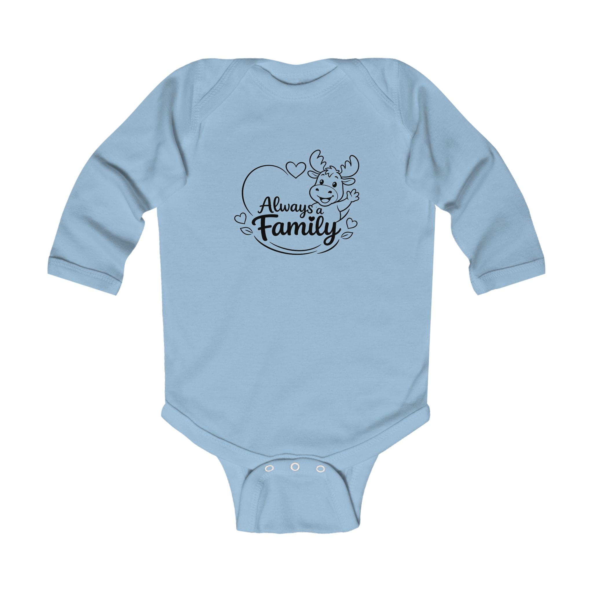Always Family Infant Bodysuit – Cute Heart & Moose Baby One-Piece