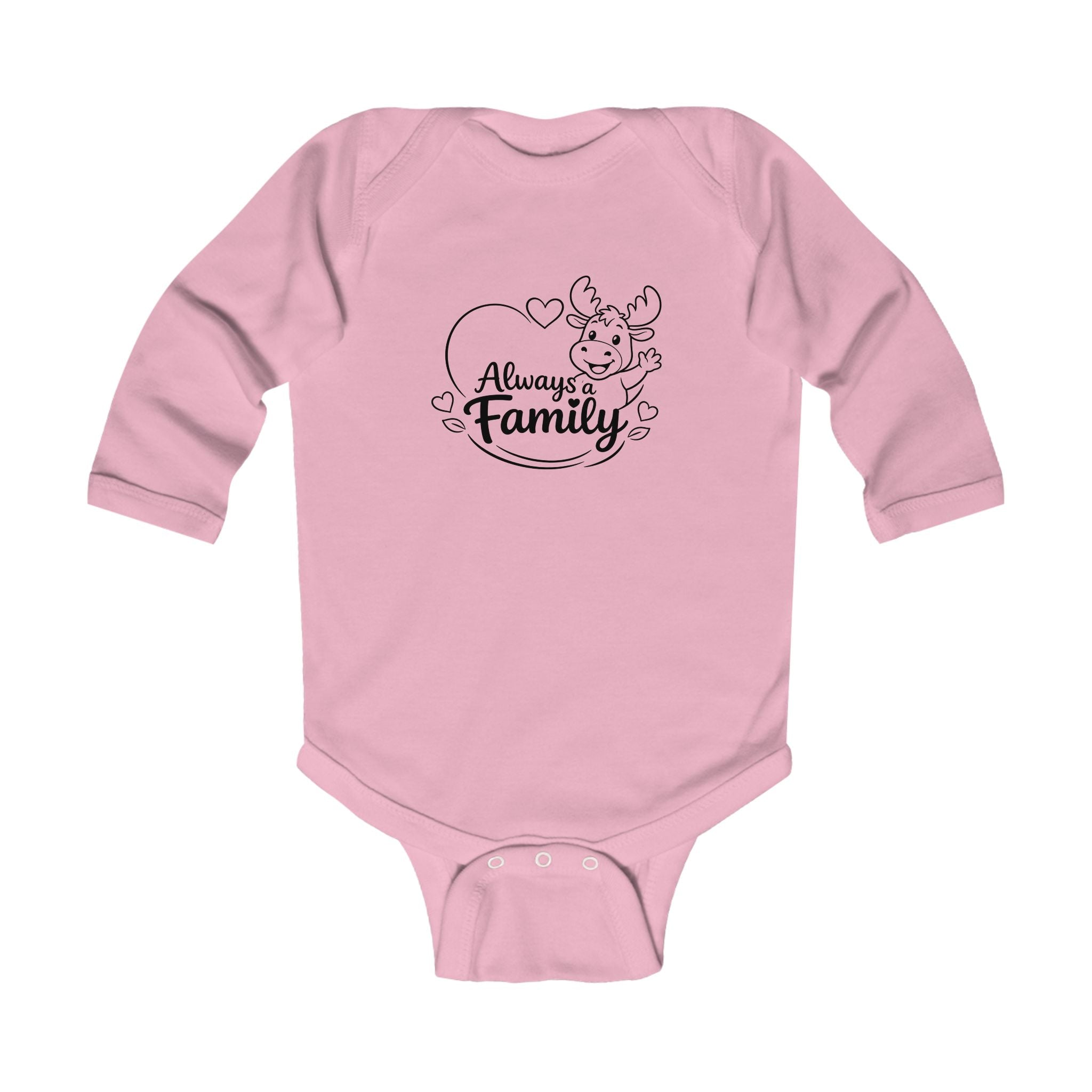 Always Family Infant Bodysuit – Cute Heart & Moose Baby One-Piece
