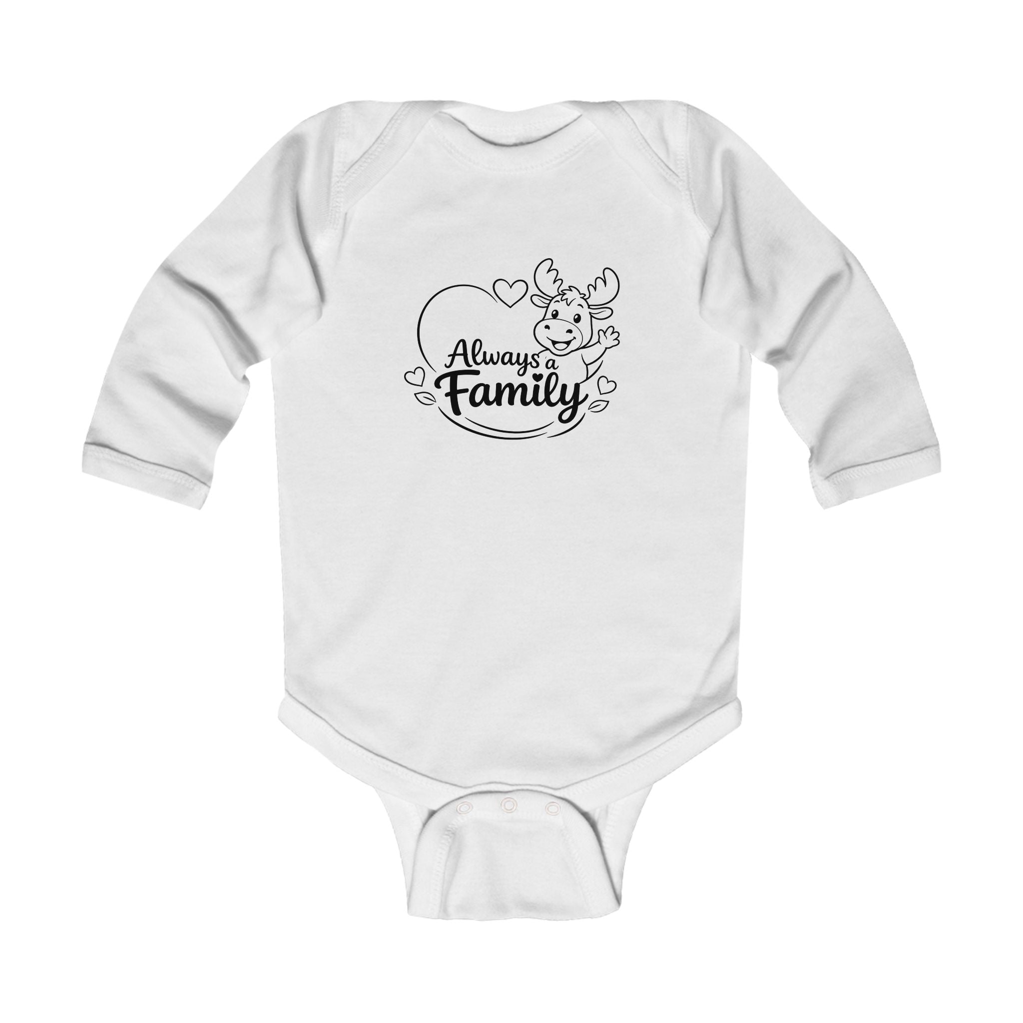 Always Family Infant Bodysuit – Cute Heart & Moose Baby One-Piece
