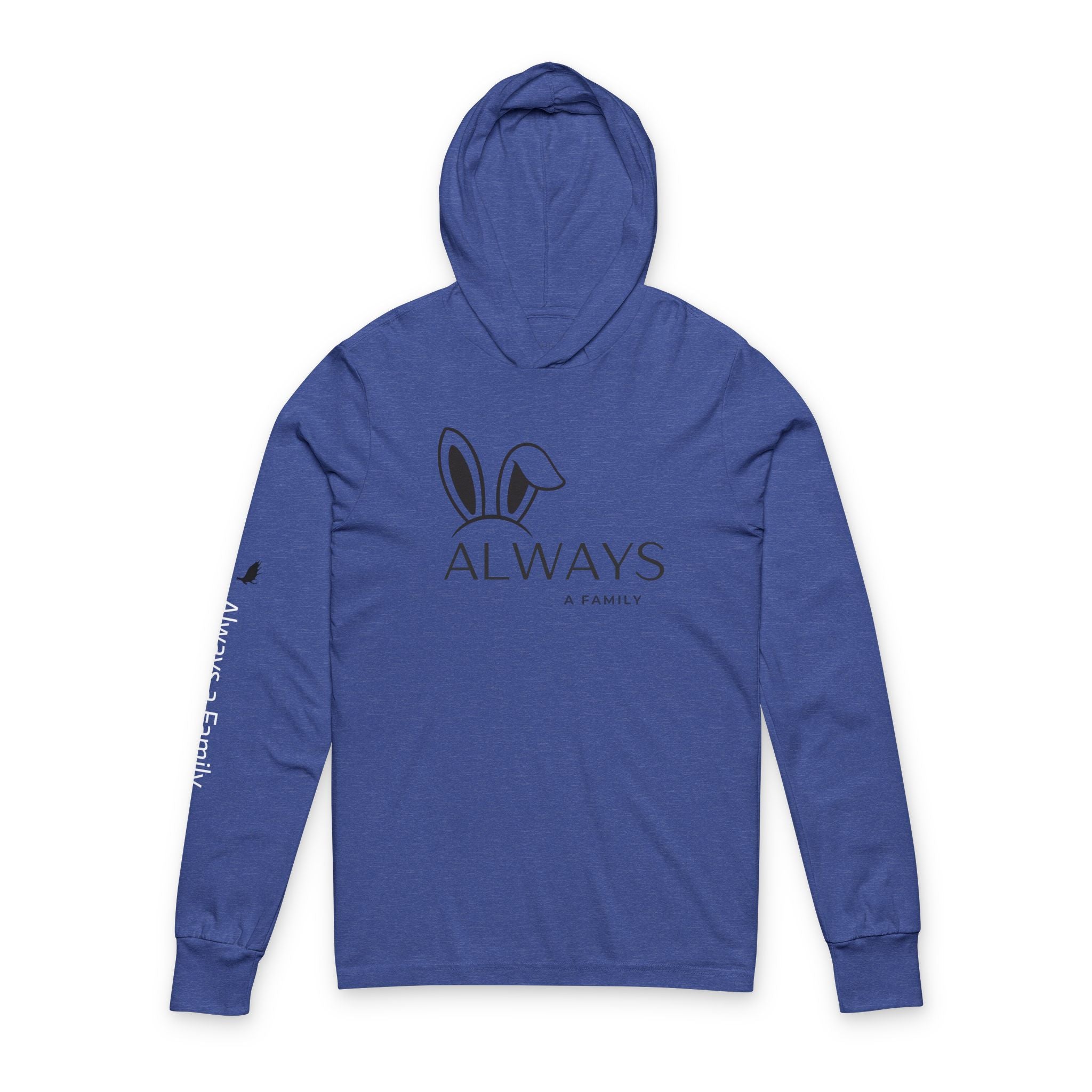 Always Bunny Hooded Long Sleeve Tee — Lightweight Hooded Tee with Bunny Ears Graphic