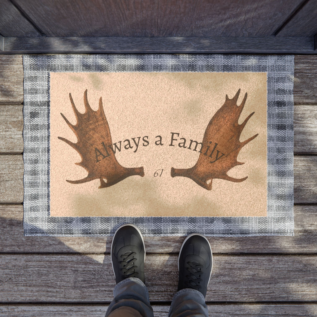 Always a Family Doormat — Rustic Moose Antler Welcome Mat