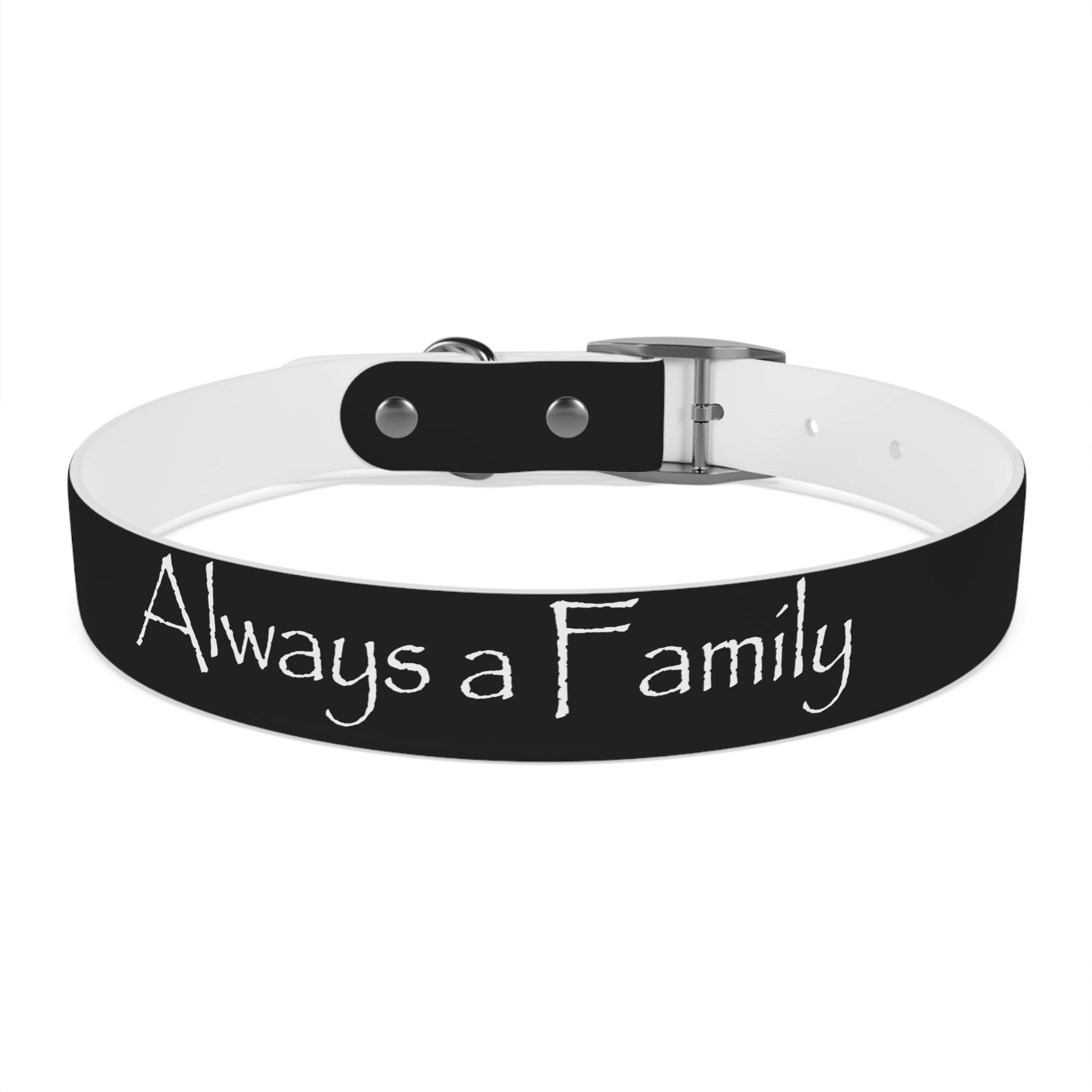 Dog Collar — "Always a Family" Personalized Black Chalkboard Pet Collar