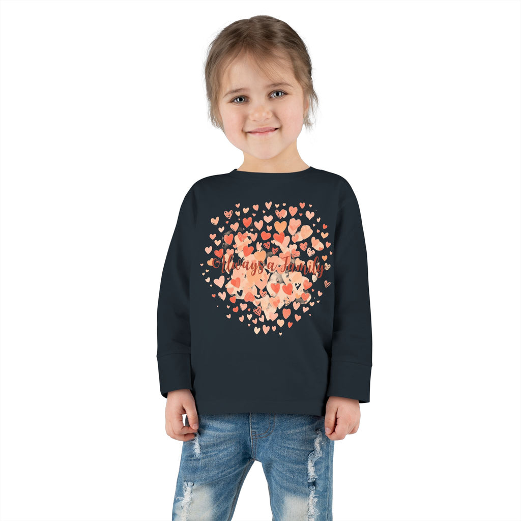 Toddler Long Sleeve Tee - 'Always a Family' Heart Watercolor Kids Shirt