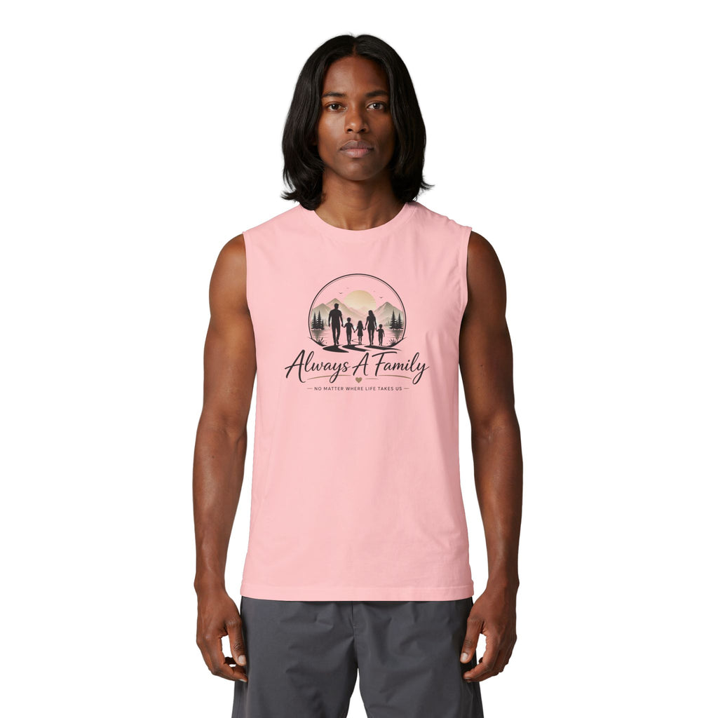 Family Silhouette Muscle Tank — "Always A Family" Outdoor Sunset Tee