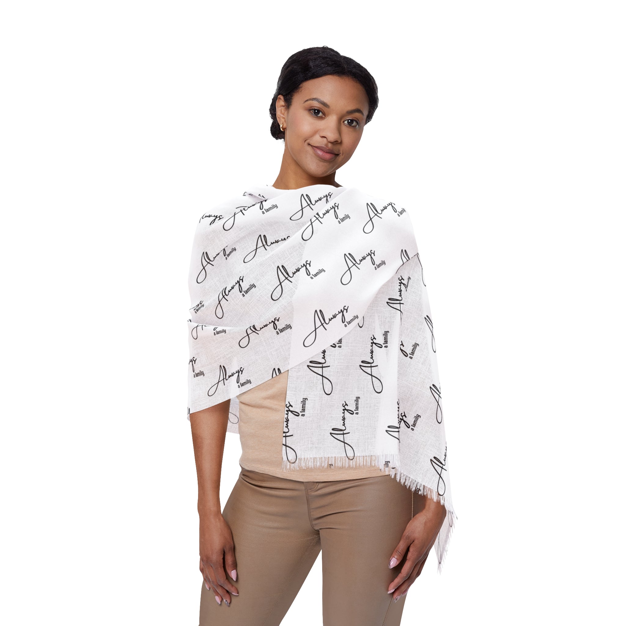 Light Scarf - Minimal Monogram Print Lightweight Scarf