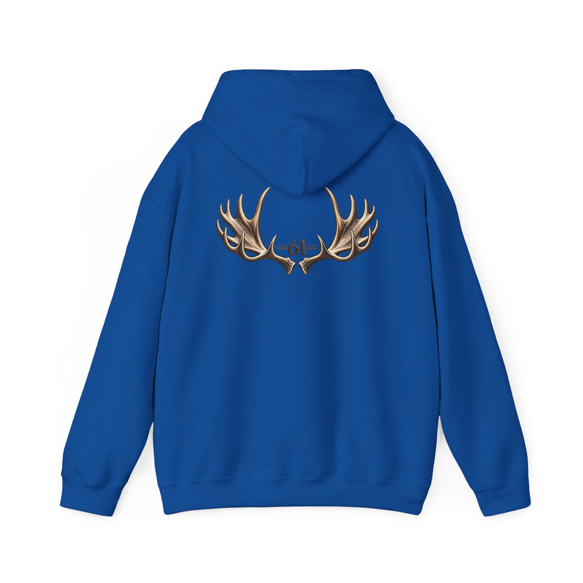 Always a Family Hoodie — Antler Graphic "61" Back Print, Cozy Family