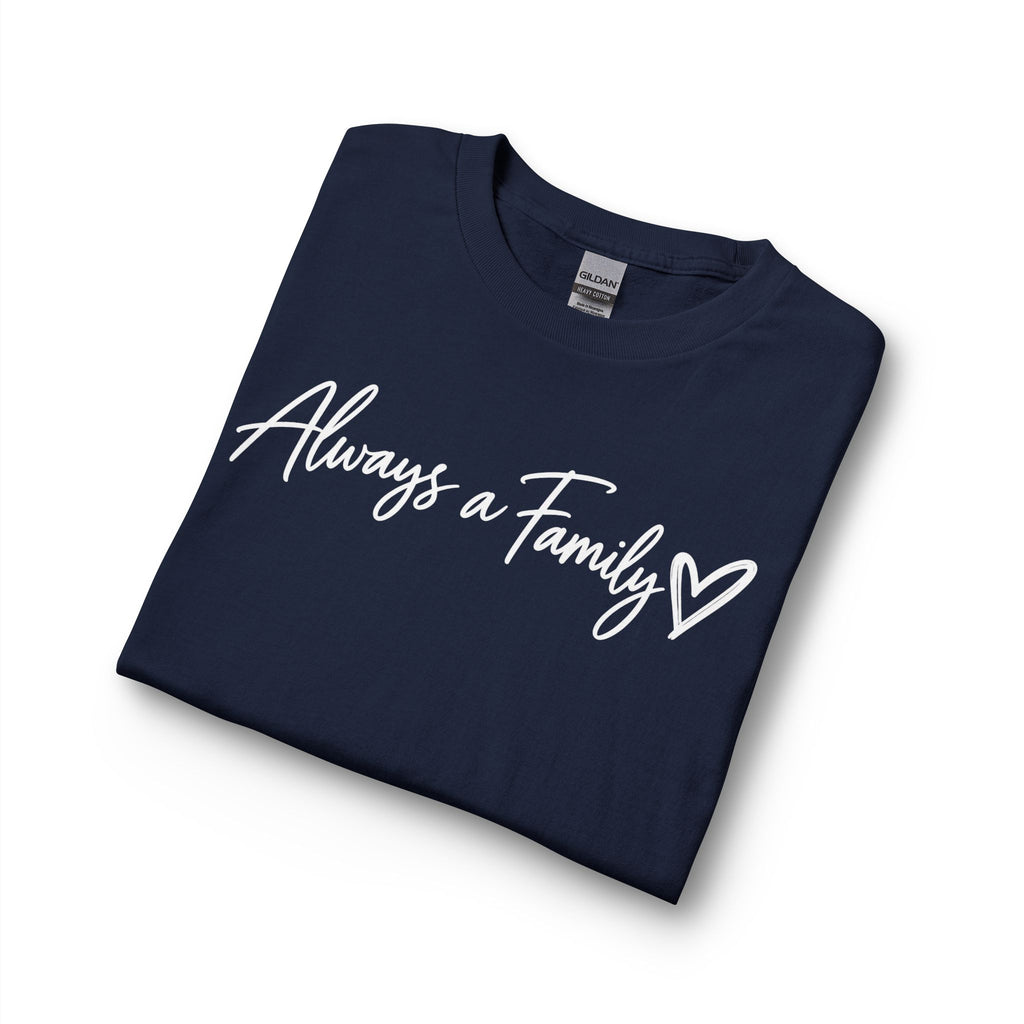 Always a Family Long Sleeve Tee — Script Heart Design