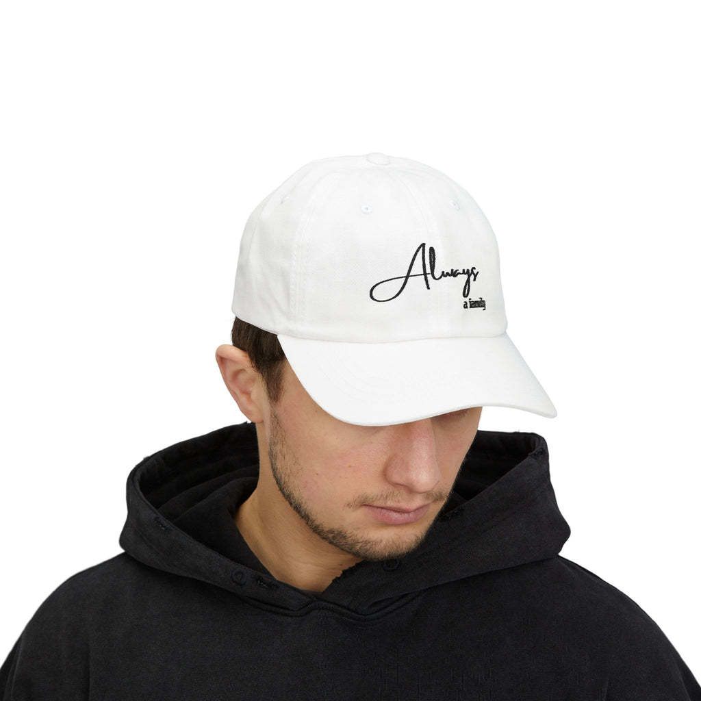 Always a Family Dad Cap — Embroidered White Baseball Hat
