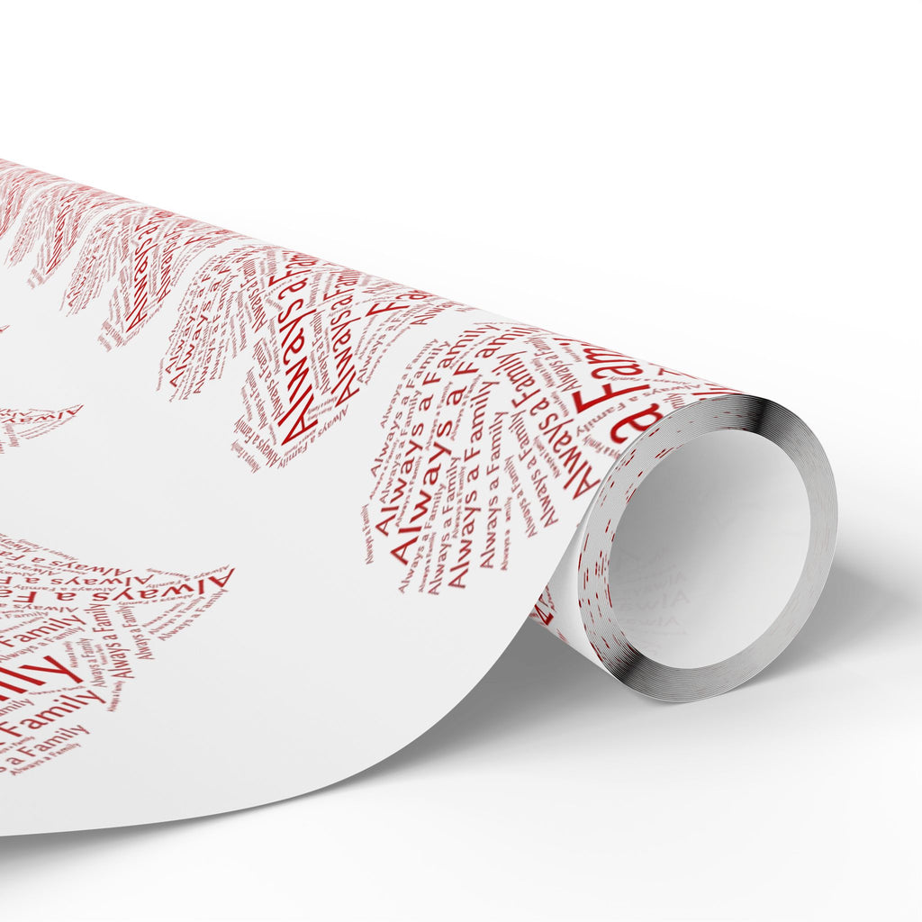 Pink Heart Word-Art Wrapping Paper Roll — Romantic Valentine Gift Wrap always a family