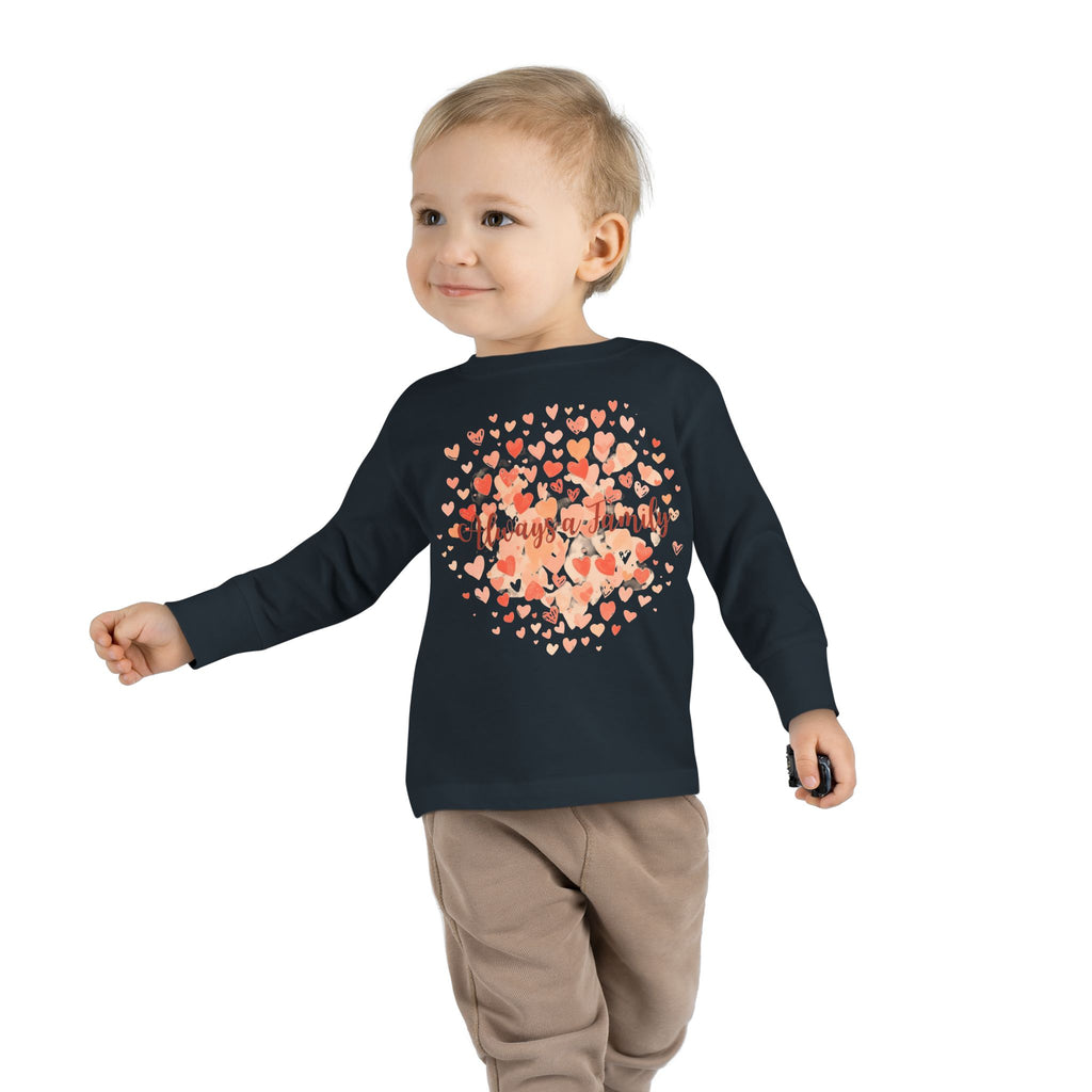 Toddler Long Sleeve Tee - 'Always a Family' Heart Watercolor Kids Shirt