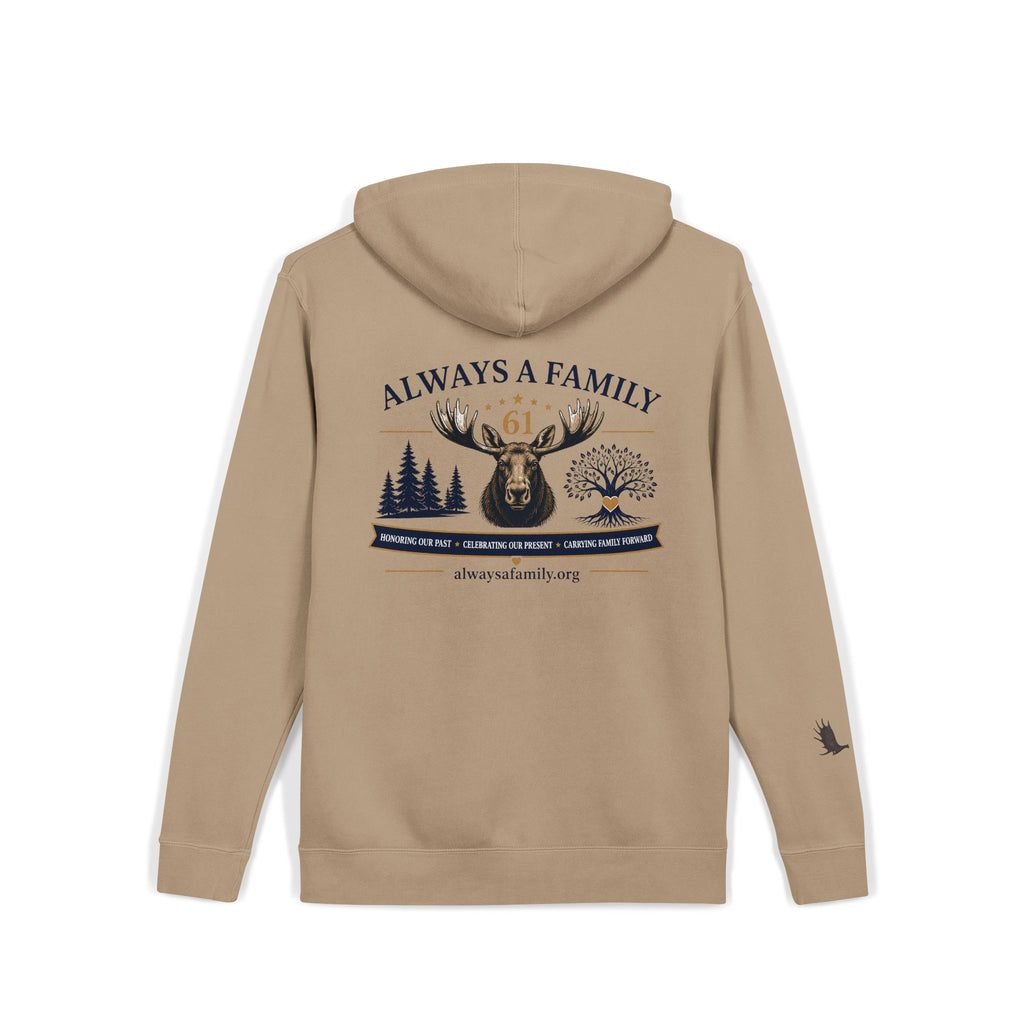 Always A Family Hoodie — Moose Graphic Pigment-Dyed Pullover