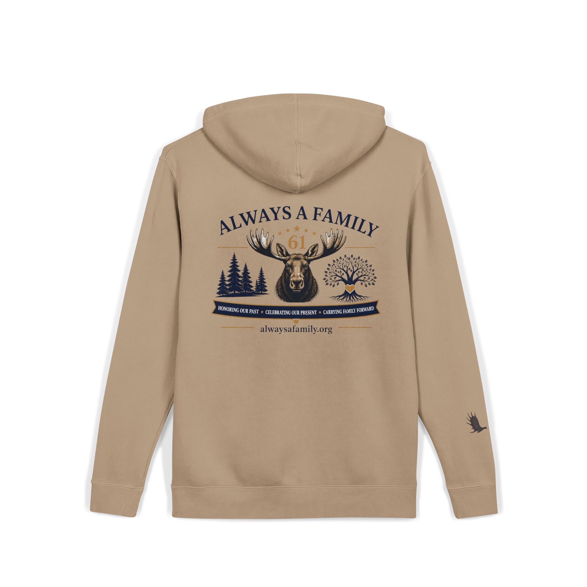 Always A Family Hoodie — Moose Graphic Pigment-Dyed Pullover