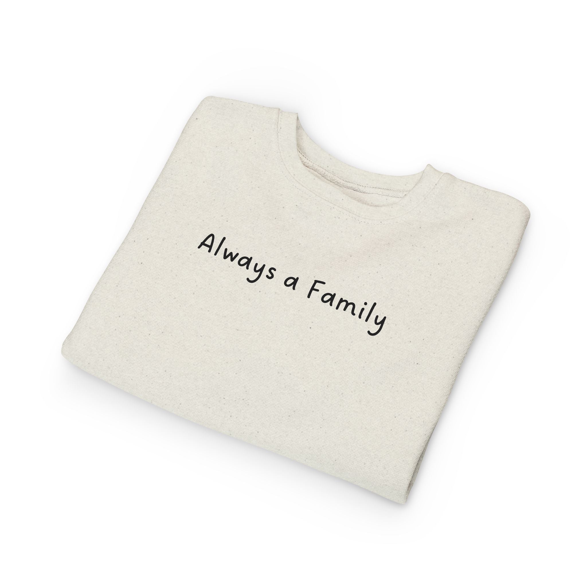Toddler Sweatshirt - "Always a Family" Cozy Kids Pullover | Family Quote Toddler Crewneck