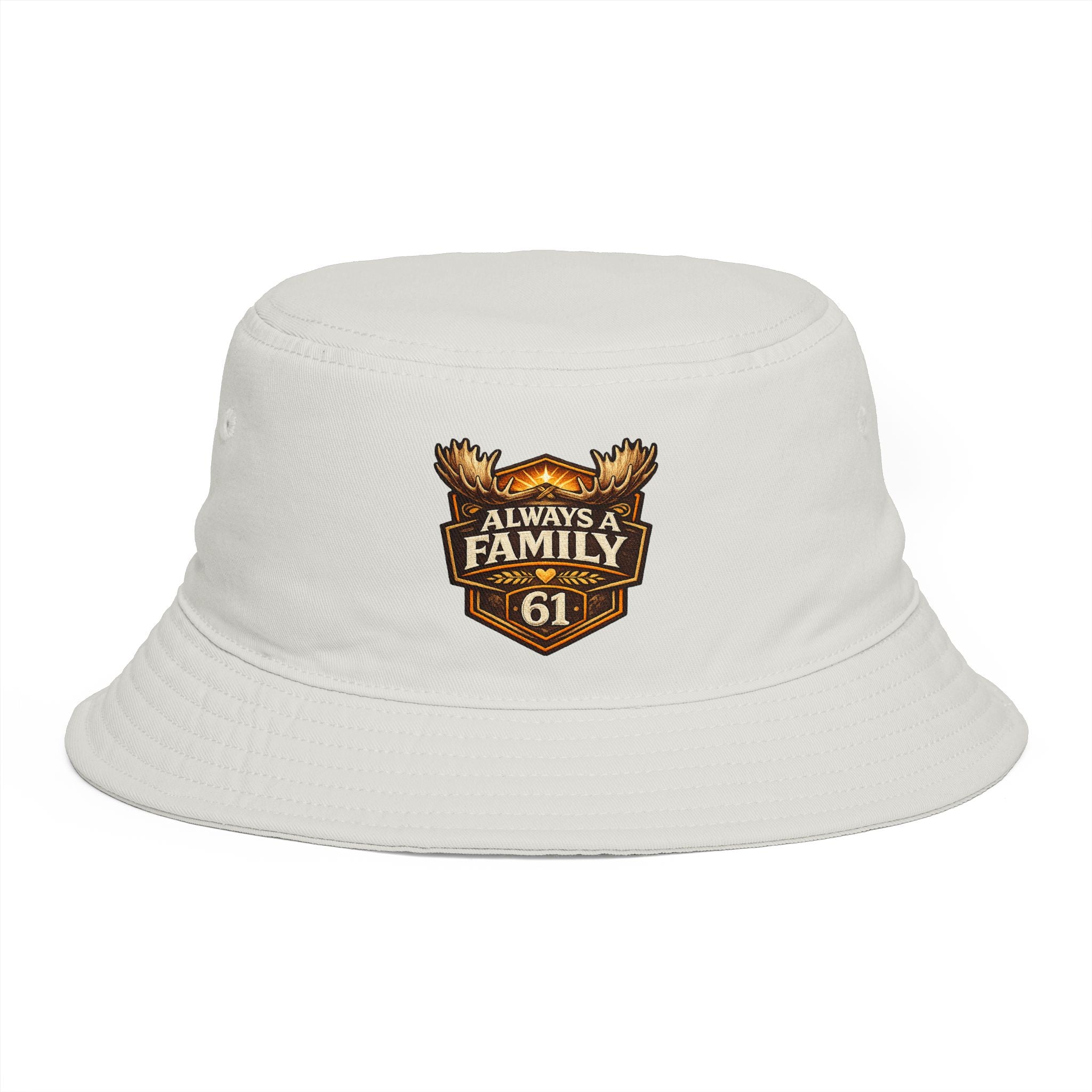 Bucket Hat — "Always Family 61" Patch Emblem Casual Outdoor Cap