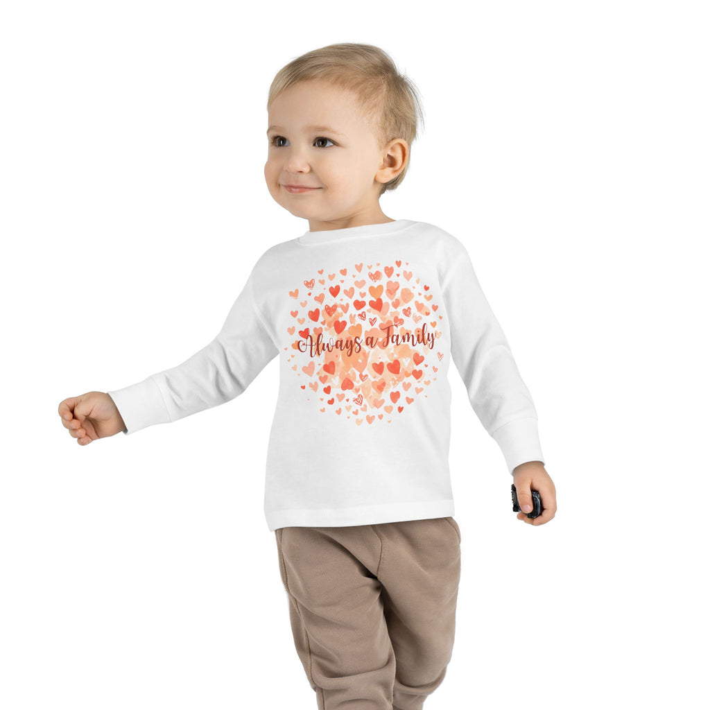 Toddler Long Sleeve Tee - 'Always a Family' Heart Watercolor Kids Shirt