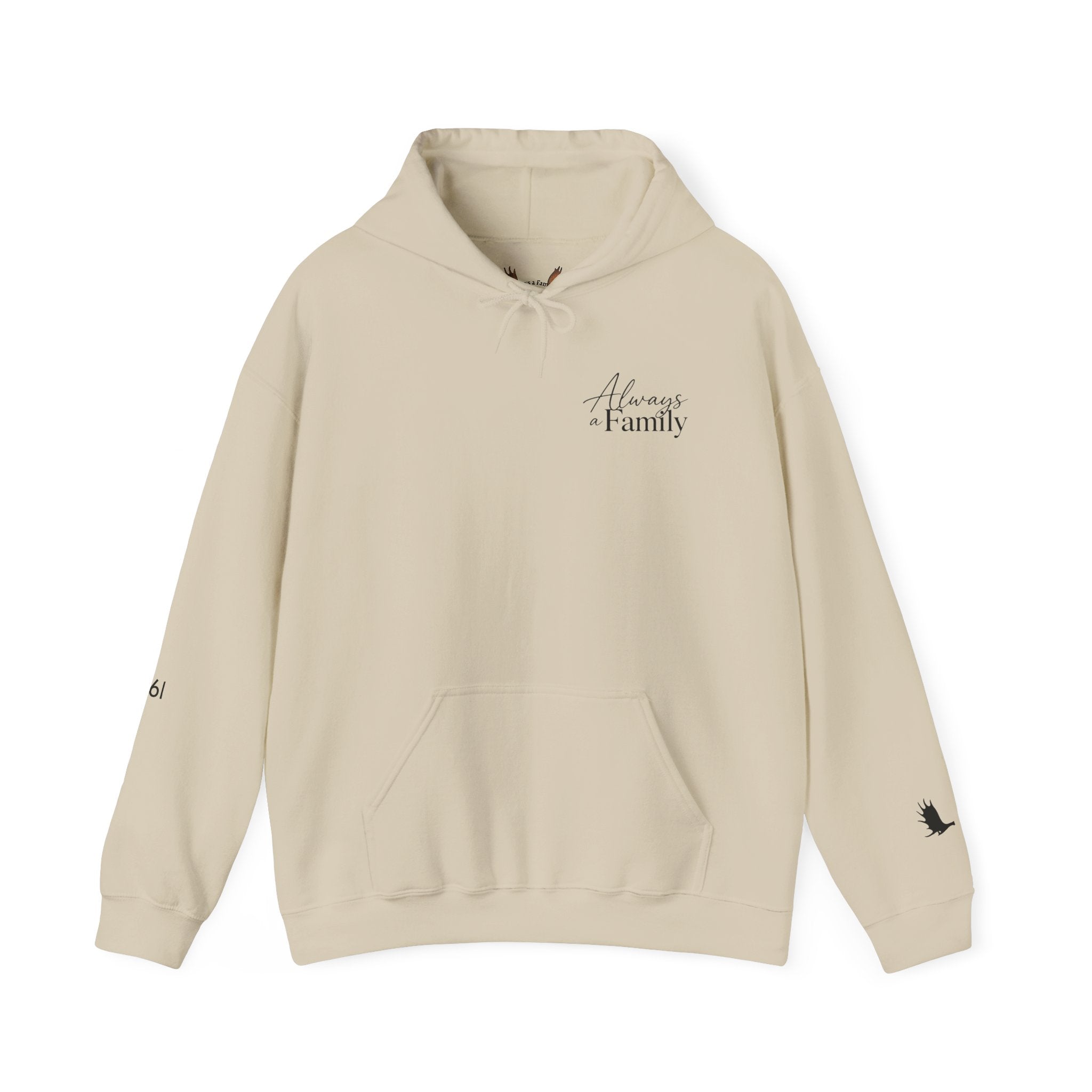 Hoodie — "Always a Family" Christmas Moose Antler Tree Holiday Hoodie