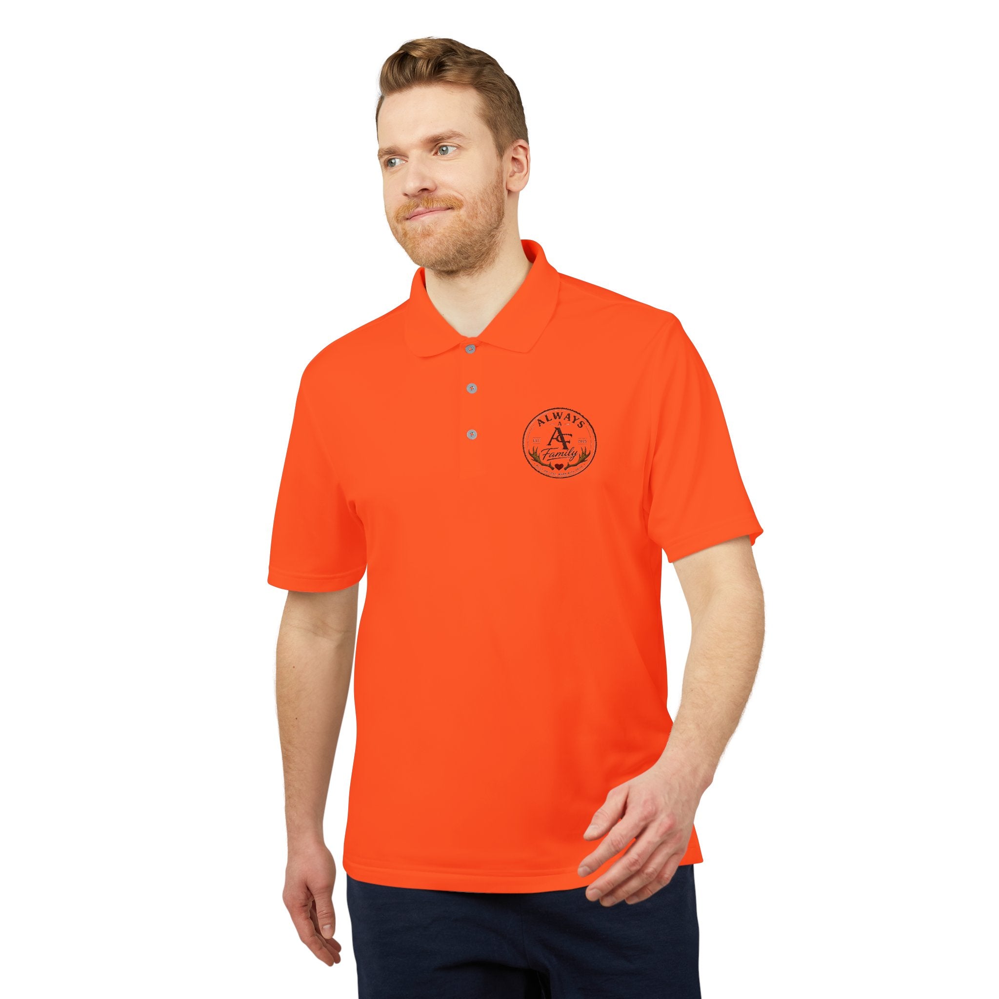 Embroidered Anchor Polo Shirt —AF Logo Performance Golf Polo
