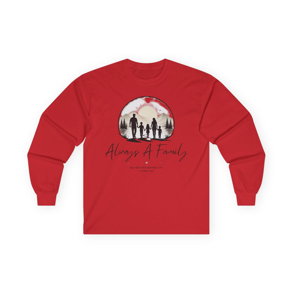 Family Silhouette Long Sleeve Tee — "Always A Family" Outdoor Design