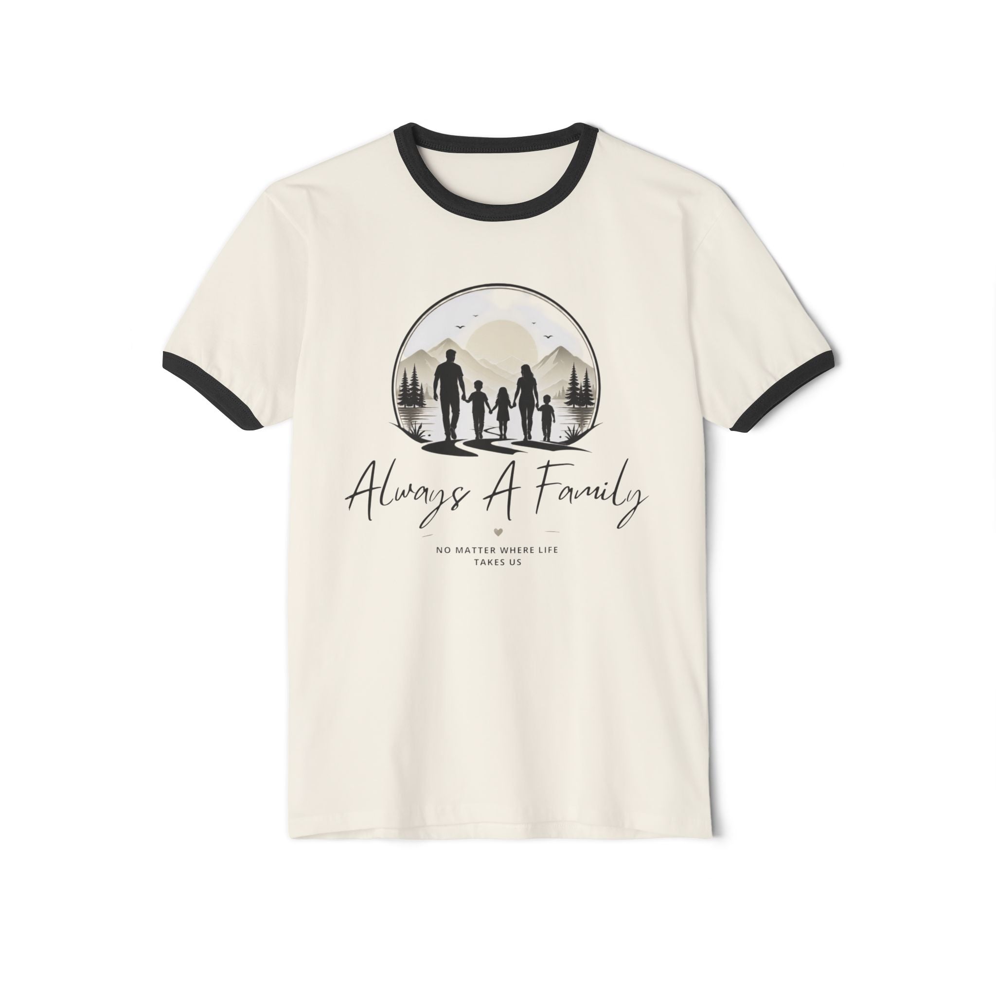Always A Family Ringer T‑Shirt — Silhouette Family Adventure Tee