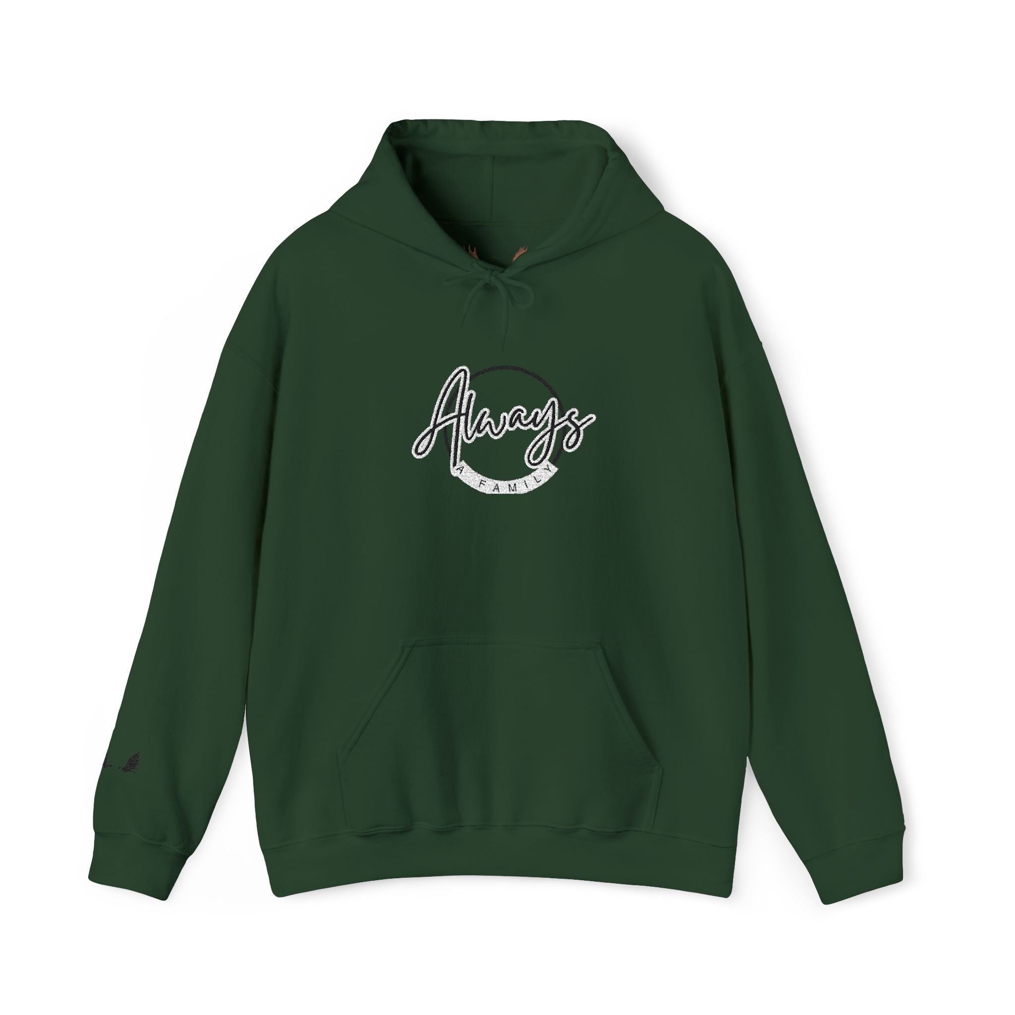 Always a Family Script Hoodie —  Unisex Graphic Pullover