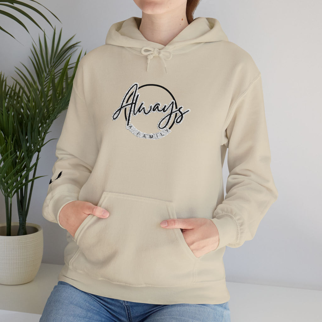 Always a Family Script Hoodie —  Unisex Graphic Pullover