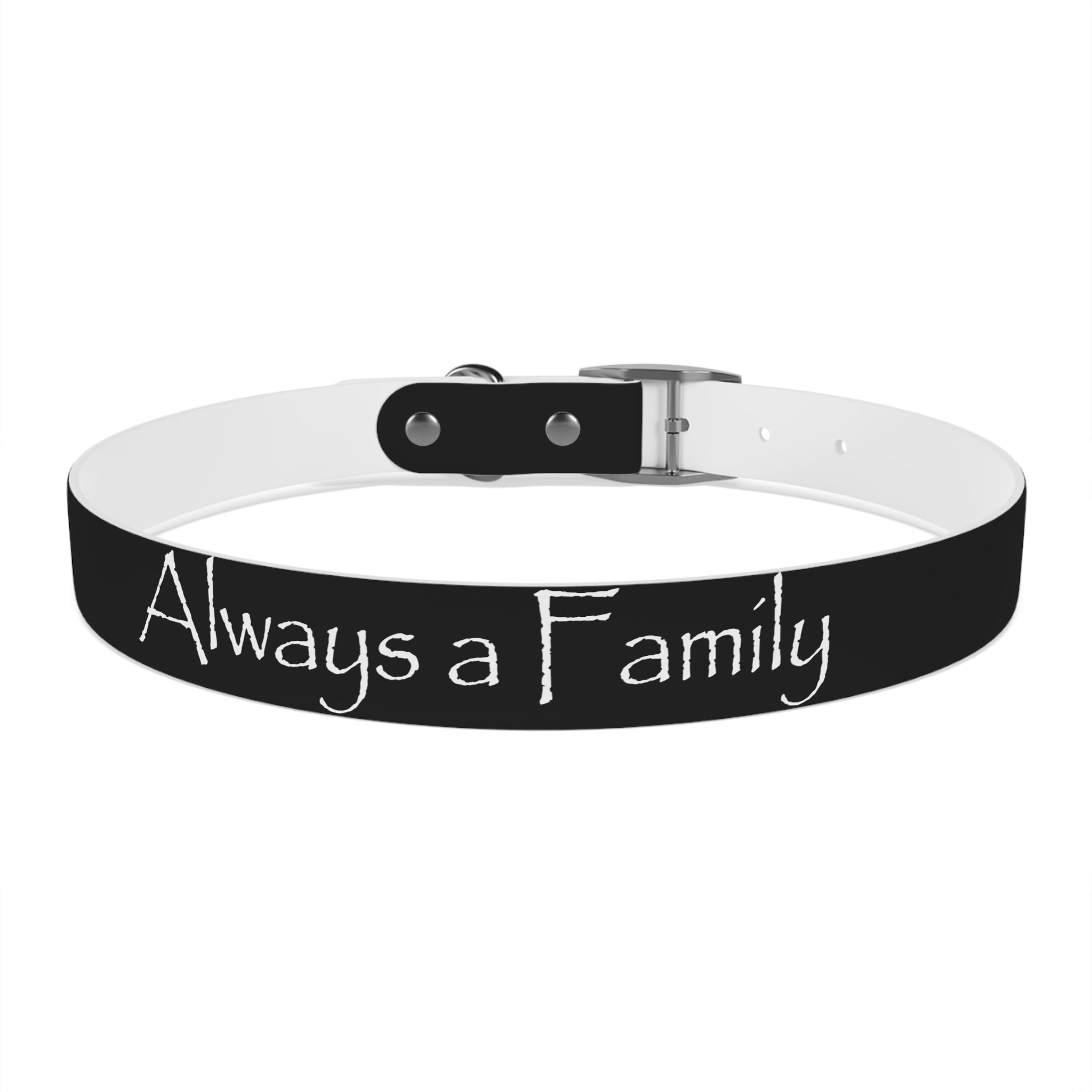 Dog Collar — "Always a Family" Personalized Black Chalkboard Pet Collar