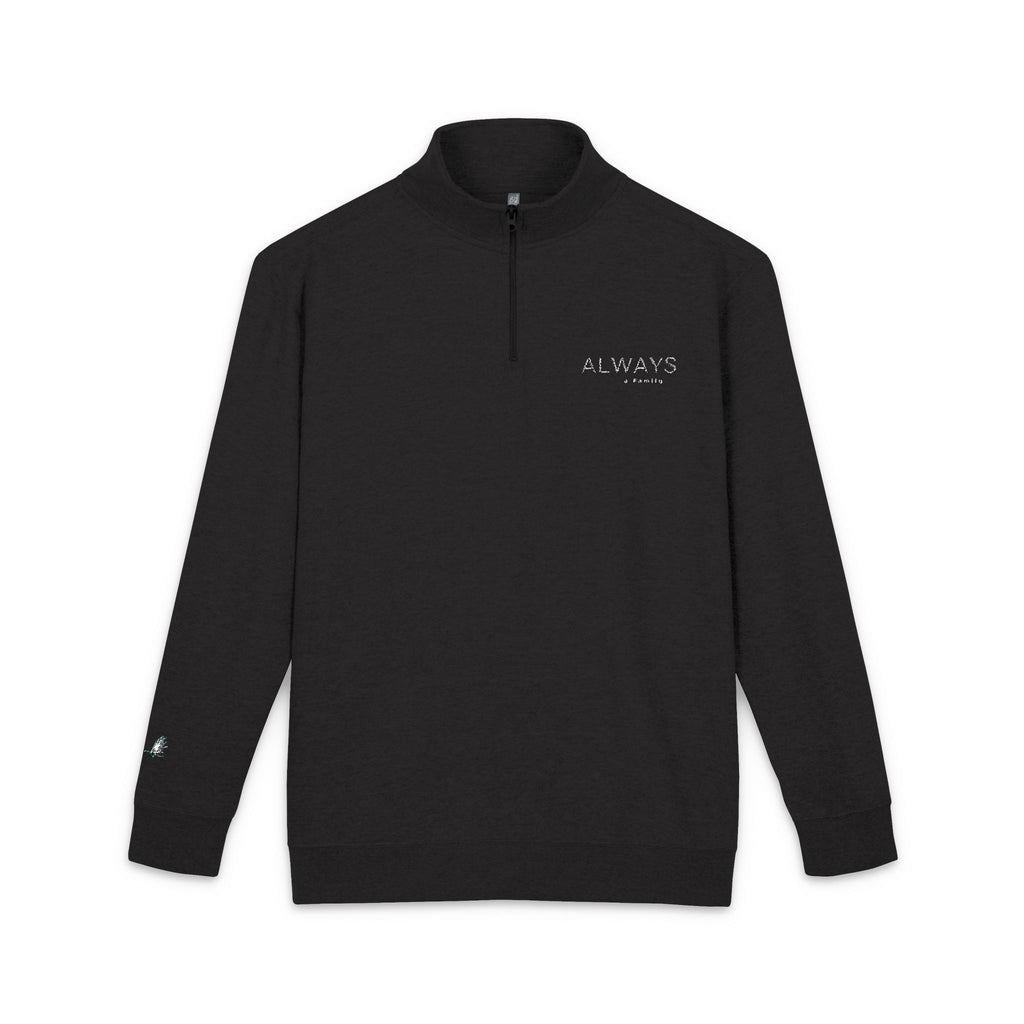 Embroidered Black Fleece Pullover — always a family