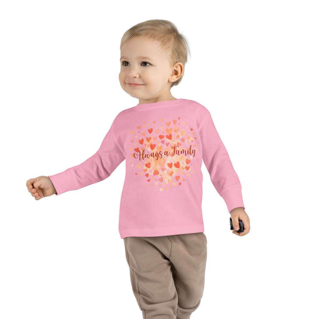 Toddler Long Sleeve Tee - 'Always a Family' Heart Watercolor Kids Shirt