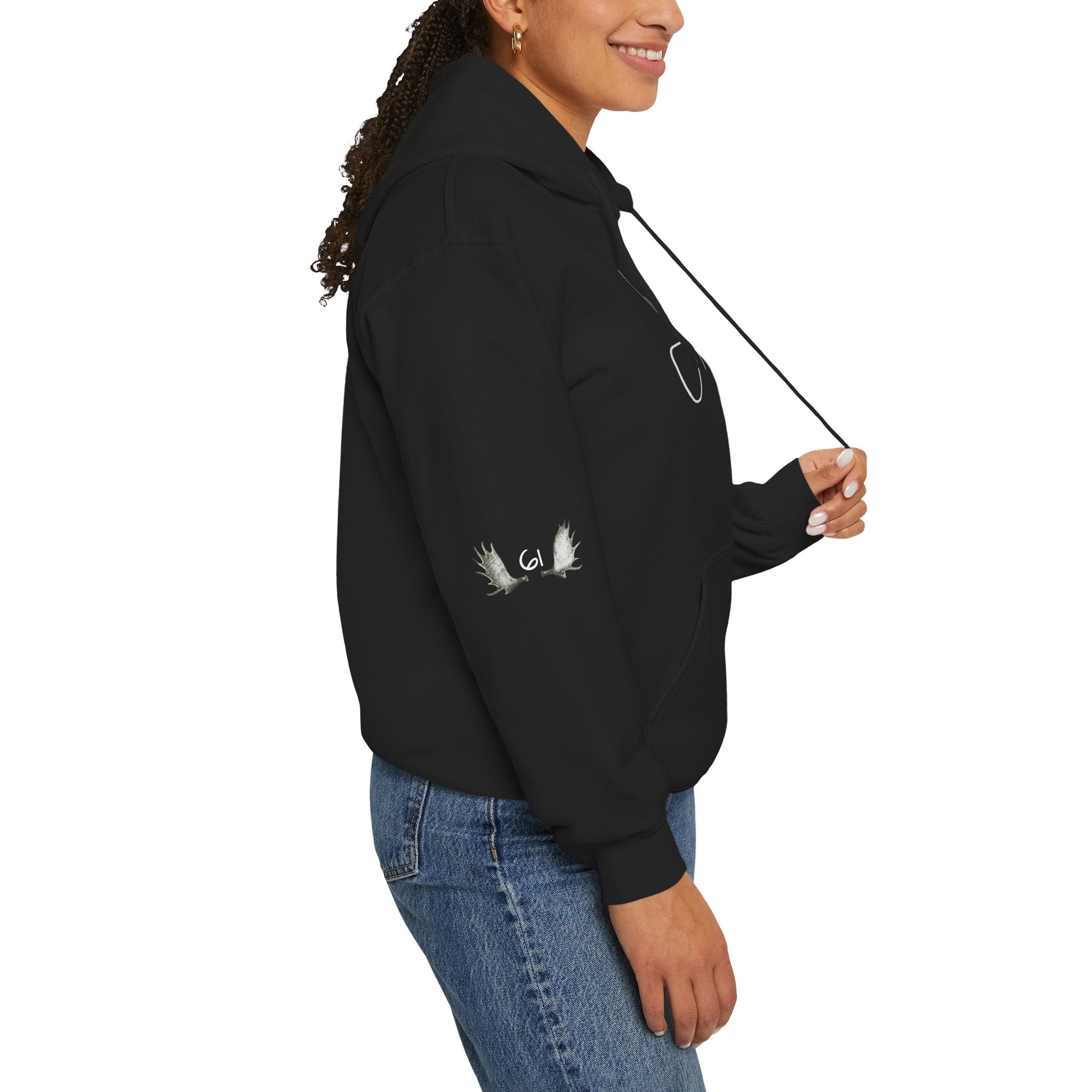 Hoodie — "Always" Minimal Script Pullover with MOOSE Sleeve Accent
