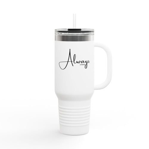 40oz Insulated Travel Mug – 'Always' Script Stainless Steel Tumbler with Straw & Handle