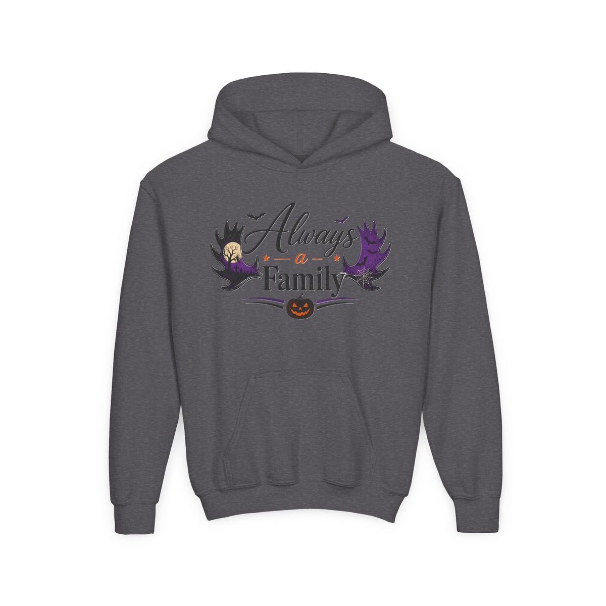 Always a Family Youth Hoodie — Cute Halloween Kids Sweatshirt