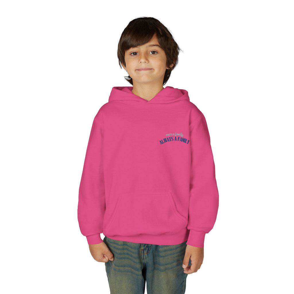 Youth Hoodie - "Always a Family" Minimal Chest Logo Kids Sweatshirt