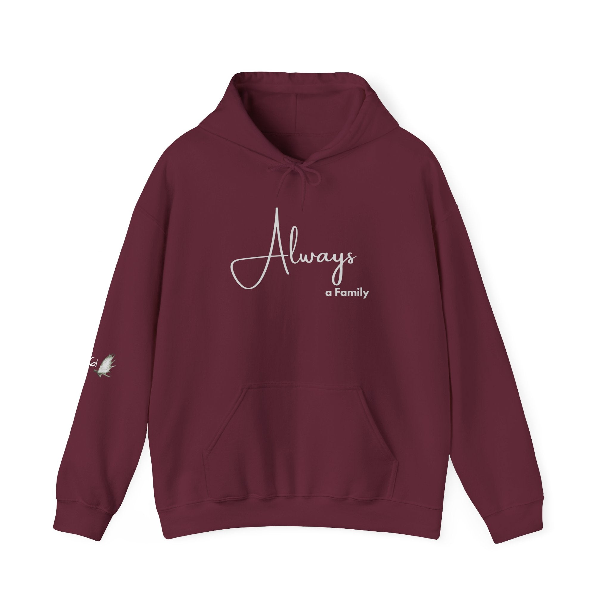 Hoodie — "Always" Minimal Script Pullover with MOOSE Sleeve Accent
