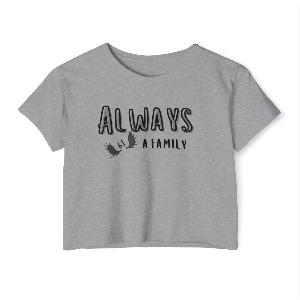 Always a Family signature 61 moose antlers  Relaxed Crop Tee