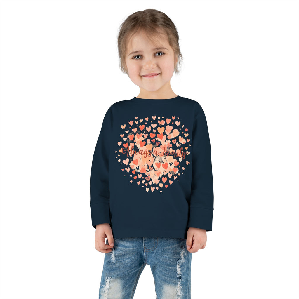 Toddler Long Sleeve Tee - 'Always a Family' Heart Watercolor Kids Shirt