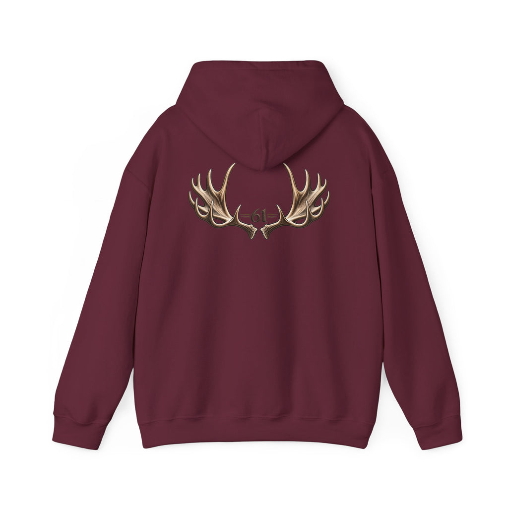 Always a Family Hoodie — Antler Graphic "61" Back Print, Cozy Family