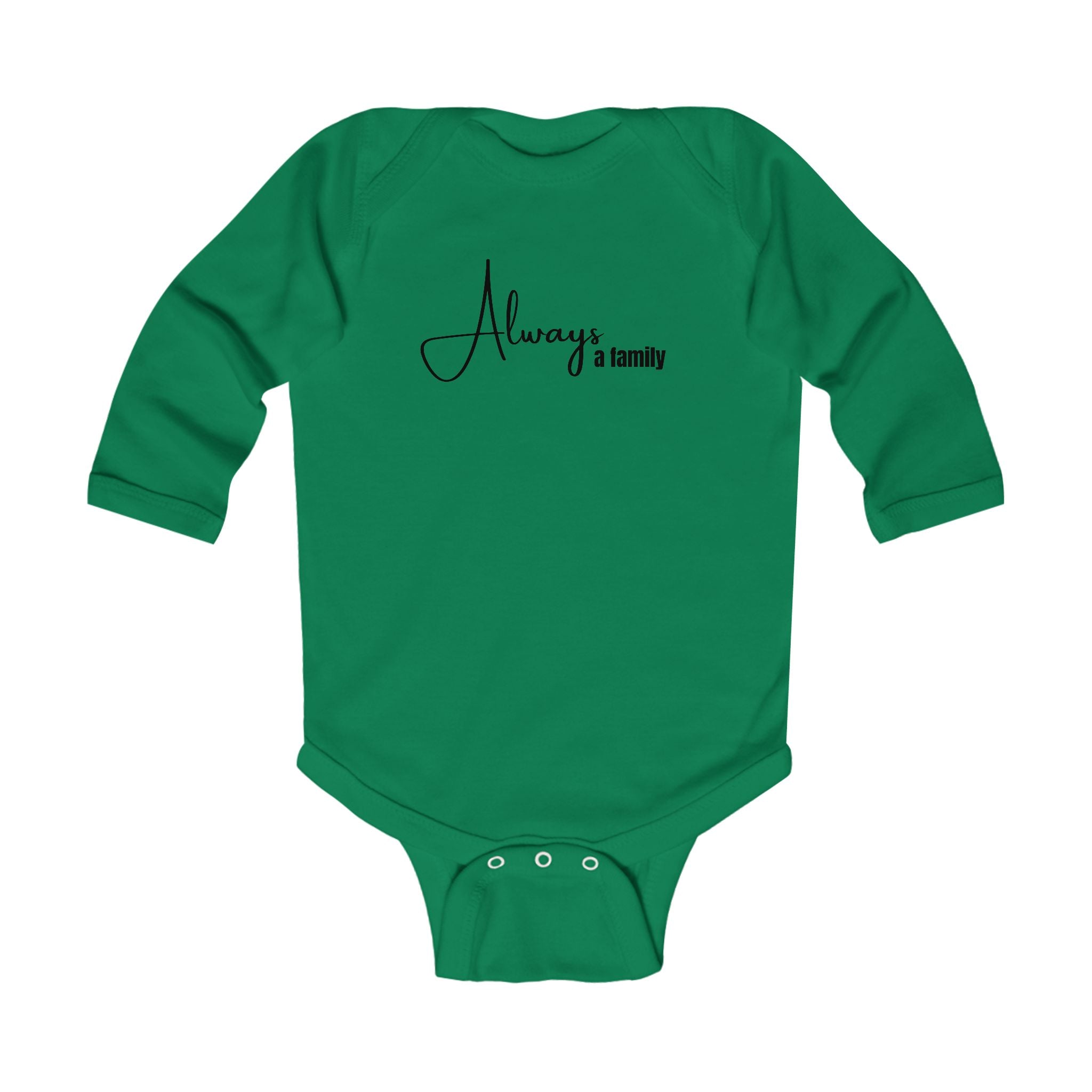 Infant Bodysuit “Always a Family” Long Sleeve Baby Onesie – Newborn Gift
