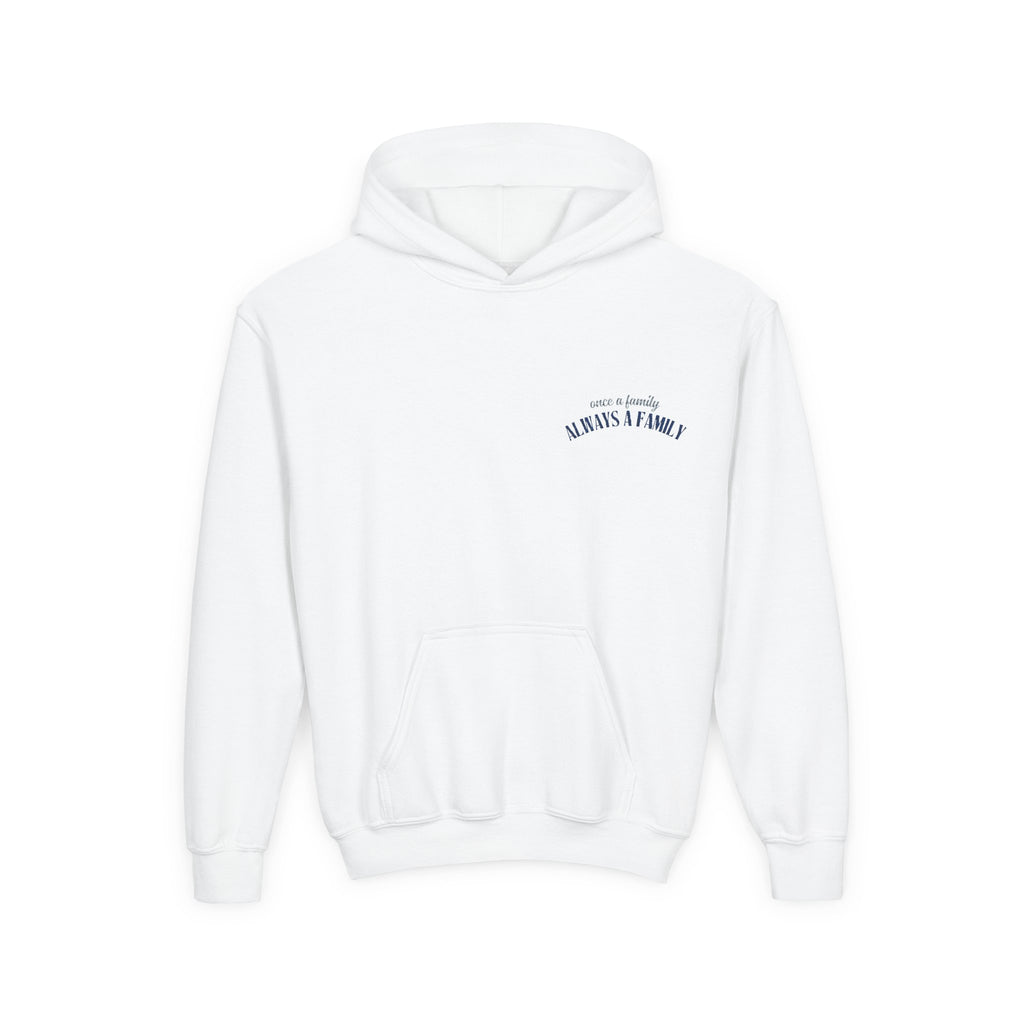 Youth Hoodie - "Always a Family" Minimal Chest Logo Kids Sweatshirt