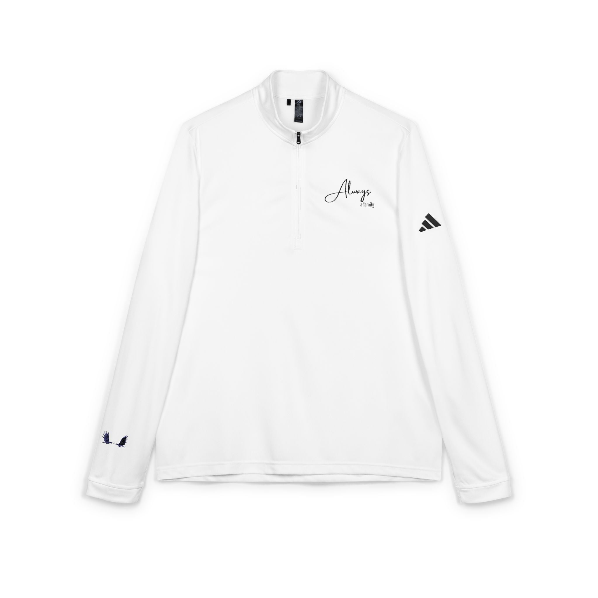 Embroidered adidas Quarter-Zip Pullover – Minimal Script Logo, Lightweight Performance Top