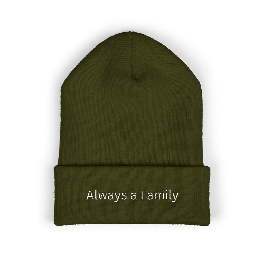 Always a Family Embroidered Beanie — Classic Cuffed Knit Hat