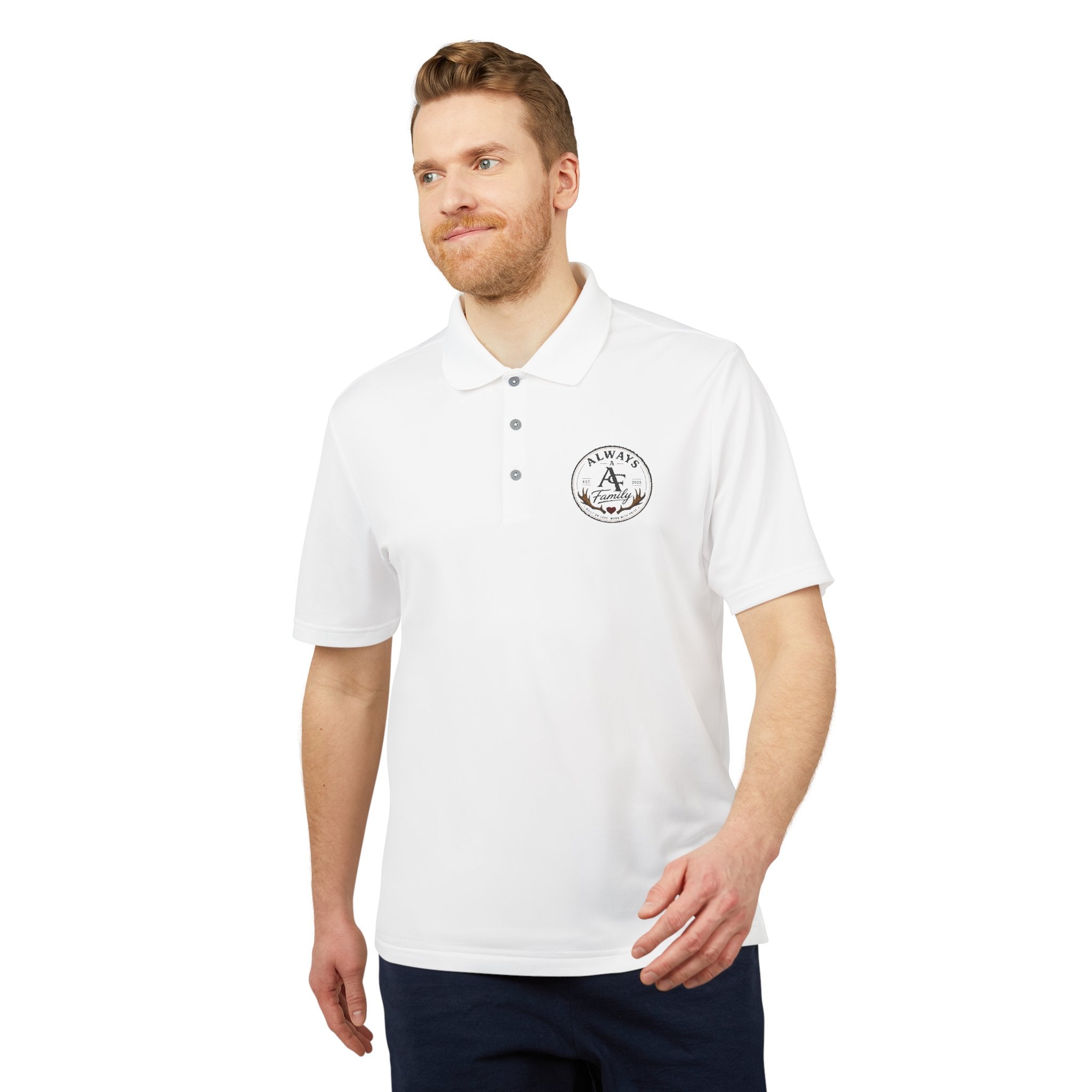 Embroidered Anchor Polo Shirt —AF Logo Performance Golf Polo