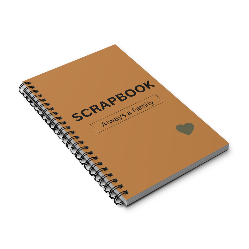 Scrapbook Spiral Journal — "Always a Family" Brown Keepsake Notebook