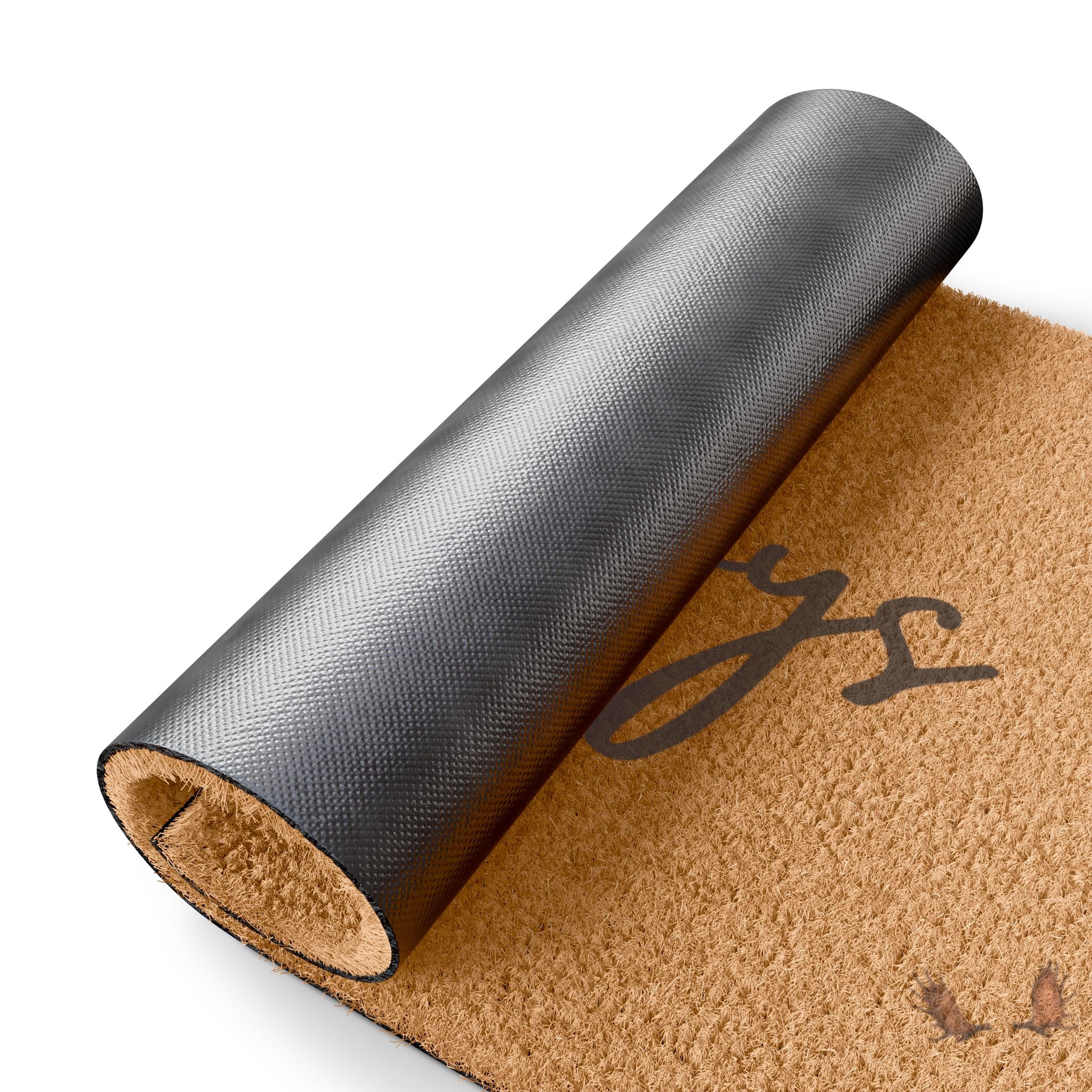 Always a Family Doormat — Welcome Coir Door Mat with Script Text