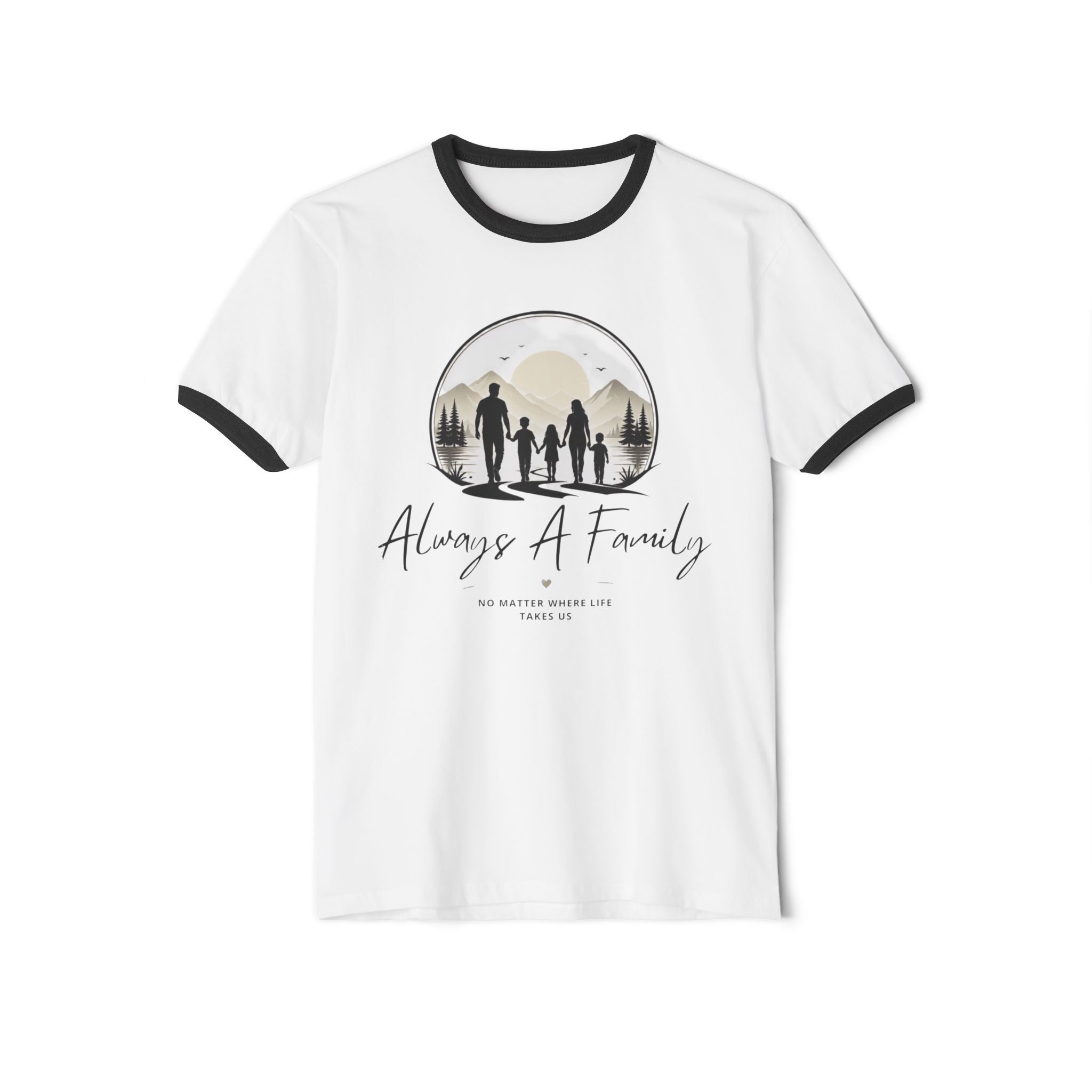 Always A Family Ringer T‑Shirt — Silhouette Family Adventure Tee